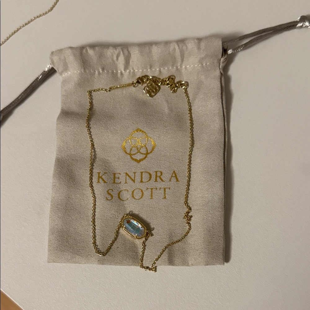 Kendra Scott Gold Elsa Necklace with Iridescent Drusy Stone